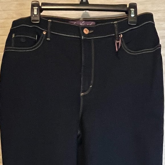 Gloria Vanderbilt Amanda DARK BLUE WASH SLIMMING JEANS SIZE 14P NWOT - Picture 7 of 8